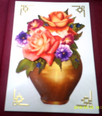 Vase of Roses & Pansies Over The Top by Margaret Hanning