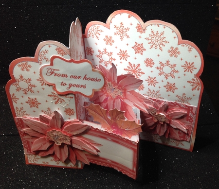 Z-Fold pop-up  Red Poinsettias by Margaret Hanning