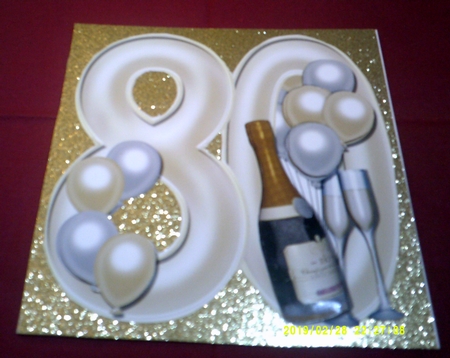 80th Birthday Large Shaped Card Front Female by Margaret Hanning