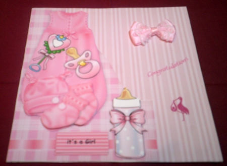 Shaped card new baby Girl by Margaret Hanning