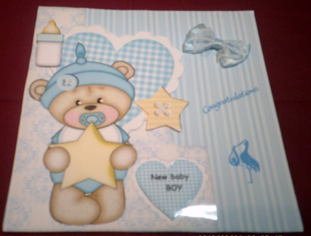 Shaped card new babyBoy by Margaret Hanning