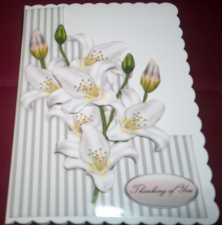 Shaped card White Lilies by Margaret Hanning