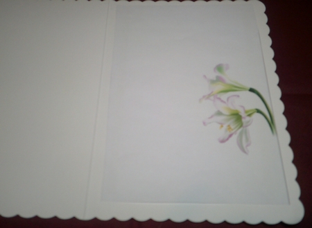 Shaped card White Lilies by Margaret Hanning
