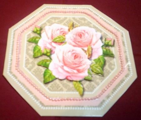 Octagon Card Beautiful Roses by Margaret Hanning