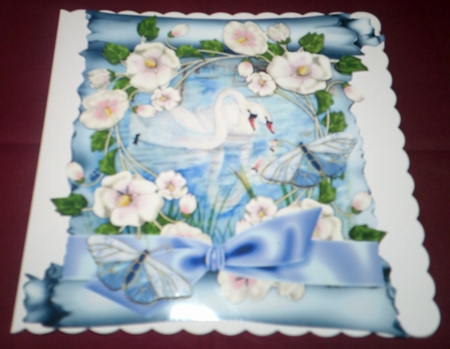 Scroll,  Swans ,Butterflies & Flowers by Margaret Hanning
