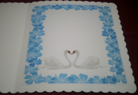 Scroll,  Swans ,Butterflies & Flowers by Margaret Hanning