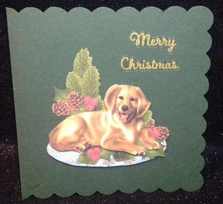 CU 3 Christmas Puppy Golden Retriever by Margaret Hanning