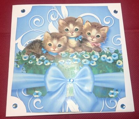 Vintage Kitten Baskets Bumper Kit-Blue by Margaret Hanning