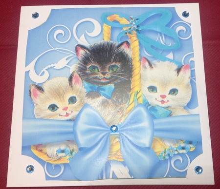 Vintage Kitten Baskets Bumper Kit-Blue by Margaret Hanning