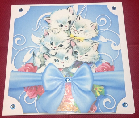Vintage Kitten Baskets Bumper Kit-Blue by Margaret Hanning