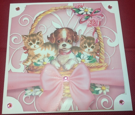 Vintage Kitten Baskets Bumper Kit-Pink by Margaret Hanning