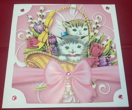 Vintage Kitten Baskets Bumper Kit-Pink by Margaret Hanning