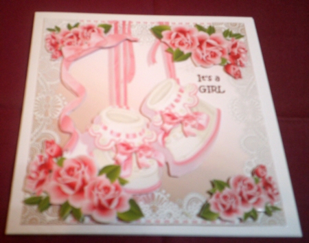 Its a Girl Cute Baby Shoes & Roses by Margaret Hanning