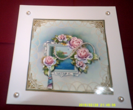 Swish of Pearls & Roses Card Topper  by Margaret Hanning