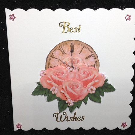 CU Vintage Clock & Roses by Margaret Hanning