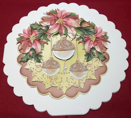 Pink Poinsettia and Bauble Plate and Stand by Margaret Hanning