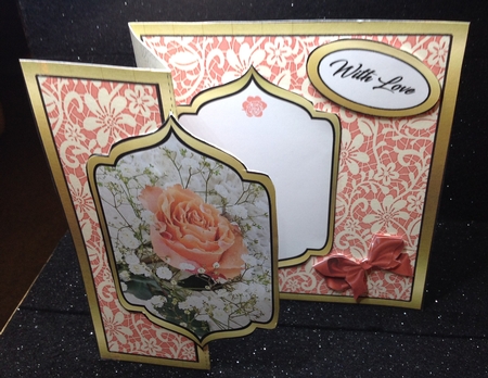 FBO Peach rose on lace by Margaret Hanning