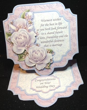 WEDDING DAY VERSE & ROSES 7.7 Large Easel Card & Decoupage by Margaret Hanning