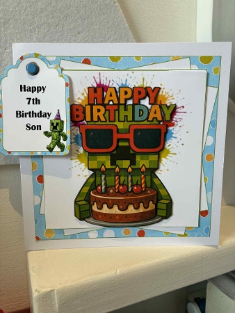 7x7 Minecraft birthday wishes choice of three mini kit by Margaret Holt