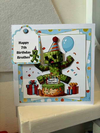 7x7 Minecraft birthday wishes choice of three mini kit by Margaret Holt