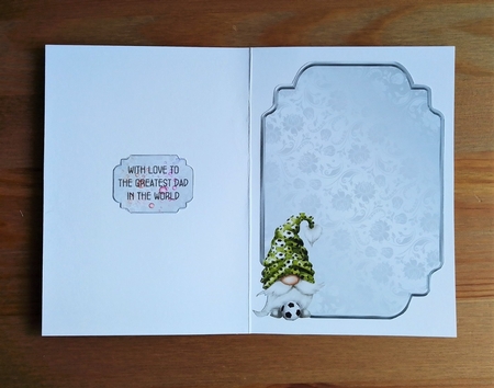 Matching blank insert for the design sheet - Fathers Day Football Gnome by Margaret Linwood