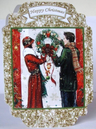 Hanging The Christmas Wreath - Cut And Fold Card by Margaret McCartney