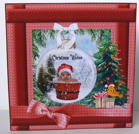 3 Red Christmas bauble card fronts/toppers 3 by Margaret McCartney