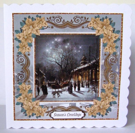 Christmas Night Vintage Topper Gold Poinsettia by Margaret McCartney