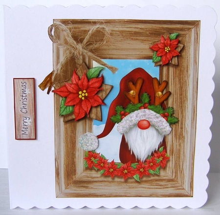Christmas Gnome Wood Frame CardFront_3 by Margaret McCartney