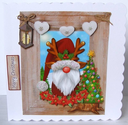 Christmas Gnome Wood Frame CardFront_4 by Margaret McCartney