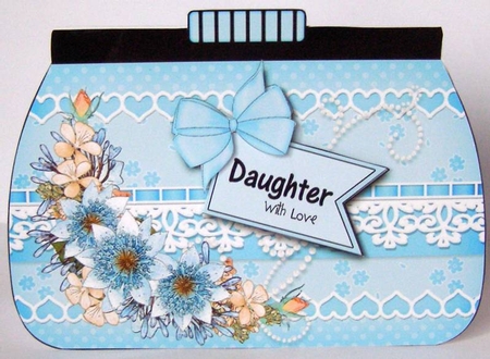 3D Shaped Card  Kit - A Touch of Elegance Flowers, Lace & Pearls Clutch Bag by Margaret McCartney