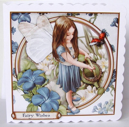 Forest Fairy Evie Blue 7x7 Quick Card by Margaret McCartney