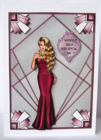 Deco Beauty - A5 card front with decoupage by Margaret McCartney