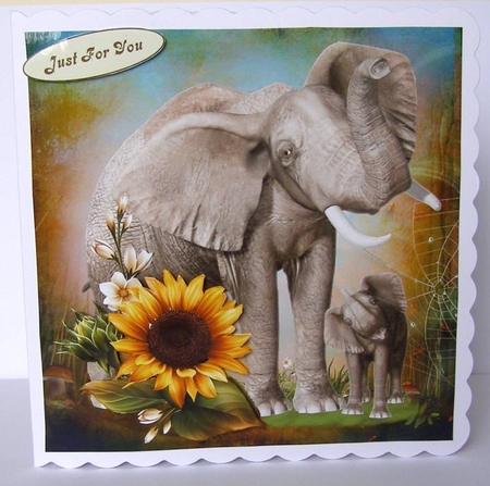 Sunflowers and Elephants Topper with Decoupage by Margaret McCartney