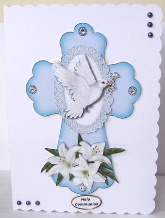 Blue Cross with Dove and Lilies by Margaret McCartney