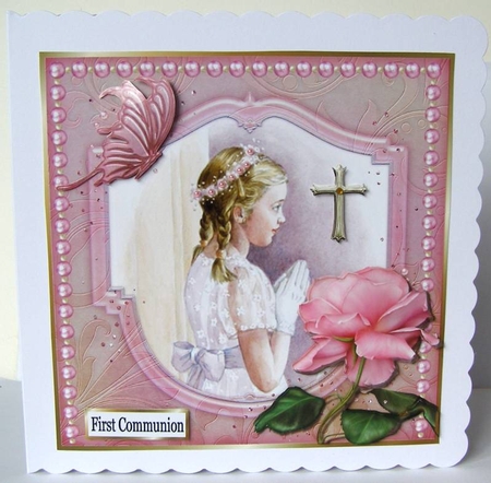 First Communion Girl with Rose by Margaret McCartney