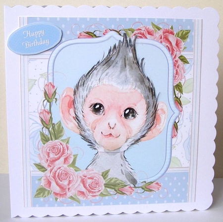 Gorgeous Grey Monkey Shabby Chic 8x8 by Margaret McCartney