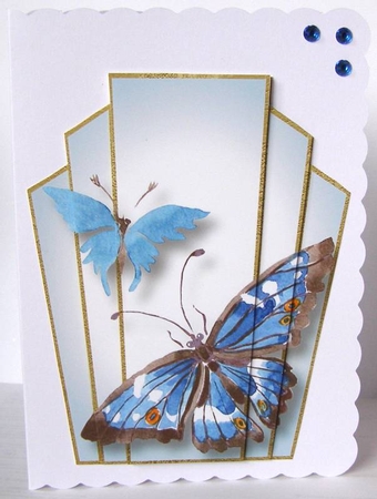 Art Deco Watercolour Stacker - Blue Butterfly by Margaret McCartney