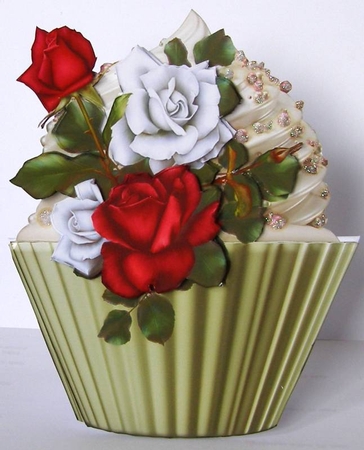 Floral Cupcake Decoupage Sheet - Tudor Roses by Margaret McCartney