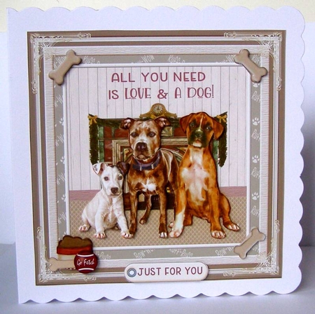 Love My Dog Decoupage 7x7ins Topper 6 by Margaret McCartney