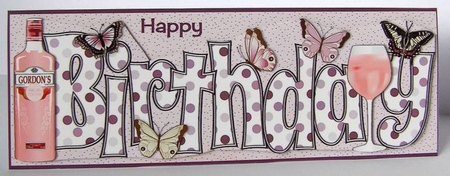 Pink Gin & Butterflies BIRTHDAY large dl 2 by Margaret McCartney