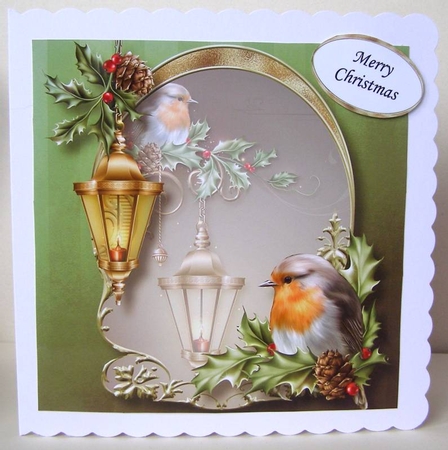 Golden Christmas Arch - Robin 8x8 by Margaret McCartney