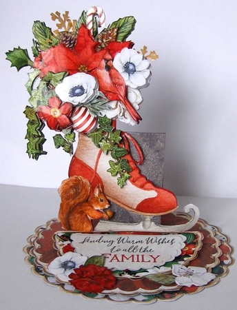 Crimson Christmas 2 3d Shaped Easel Card and Envelope Kit. by Margaret McCartney
