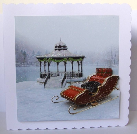 Yule Tide Magic - Santas Sleigh 187 - 3D Decoupage + Insert & Tag by Margaret McCartney