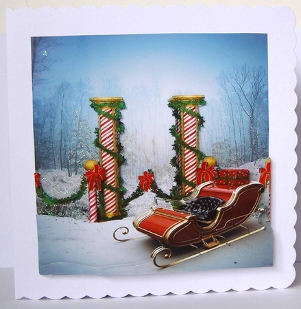 Yule Tide Magic - Santas Sleigh 2 193 - 3D Decoupage + Insert & Tag by Margaret McCartney