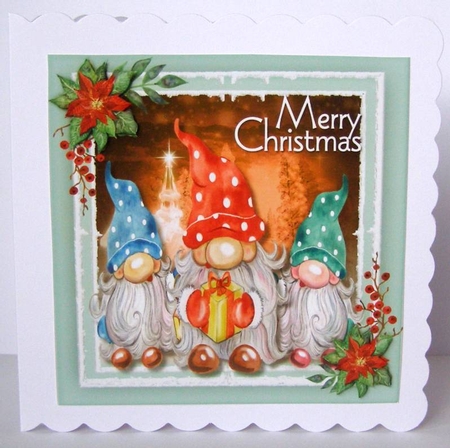 4,  Card Fronts , Christmas Gnomes by Margaret McCartney