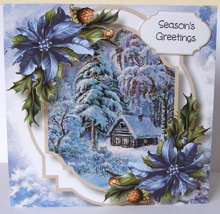 Double Mat - Snowy Cabin 8x8 by Margaret McCartney