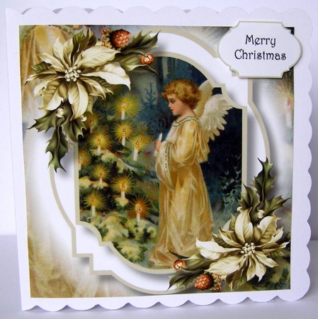 Vintage Christmas Double Mat 1 8x8 by Margaret McCartney