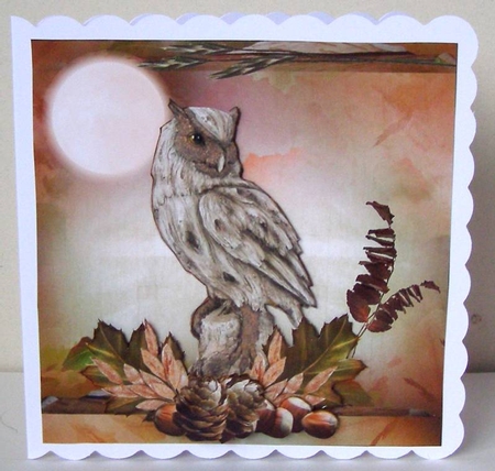 Moon Lite Owl Topper with Decoupage by Margaret McCartney