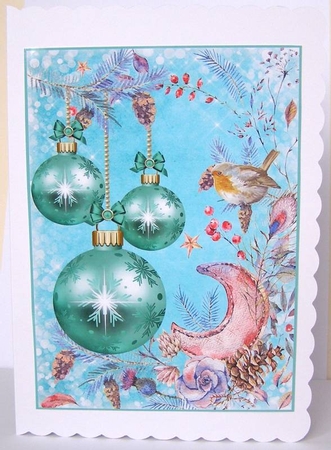 Large teal Christmas baubles topper  by Margaret McCartney